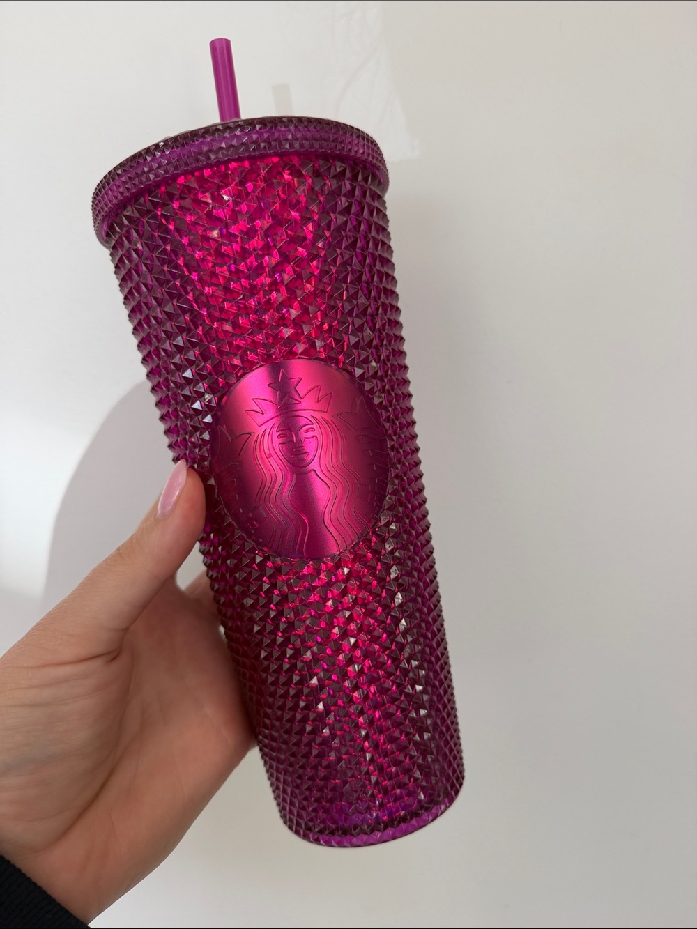 Starbucks Studded Raspberry Reusable Tumbler with Straw bling berry